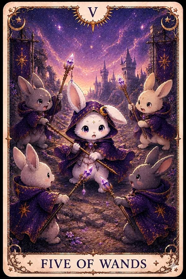 Five of Wands (Five of Wands) ไพ่ทาโรต์