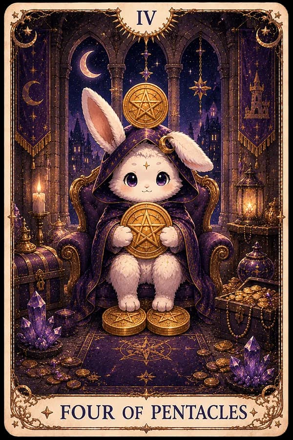 Four of Pentacles (Four of Pentacles) ไพ่ทาโรต์