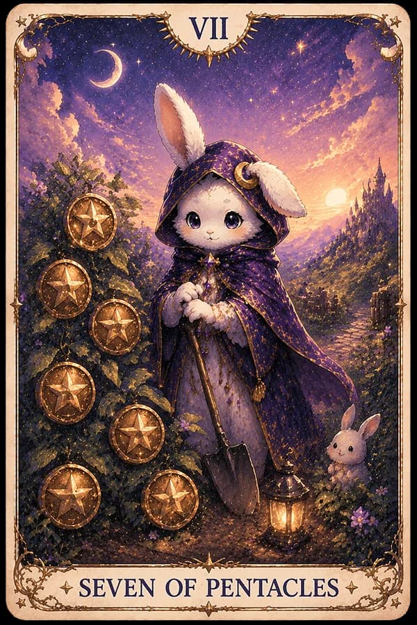 Seven of Pentacles (Seven of Pentacles) ไพ่ทาโรต์