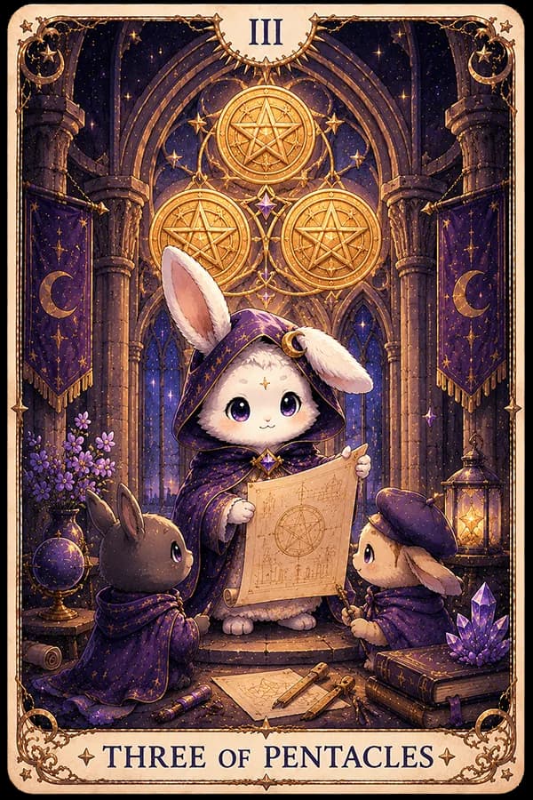 Three of Pentacles (Three of Pentacles) ไพ่ทาโรต์