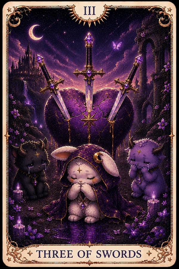 Three of Swords (ทรีออฟซอร์ดส์) ไพ่ทาโรต์